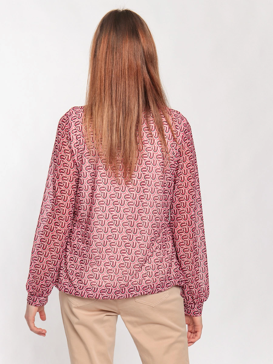 Сетчатая блуза с ретро-принтом